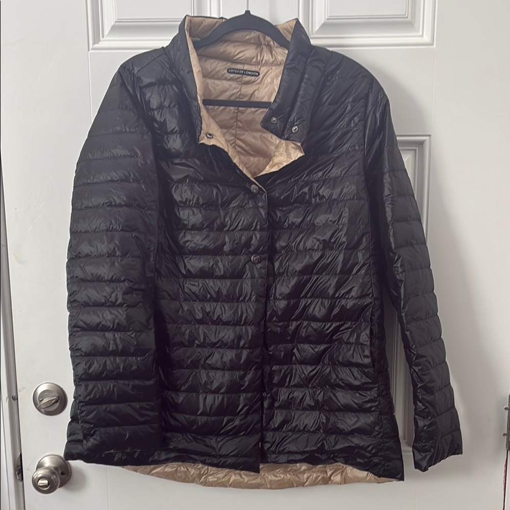 Cotes of London Reversible Black & Gold Packable Down Puffer Jacket size Medium